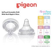 Pigeon SofTouch Peristaltic PLUS Wide Neck Nipple [6 Sizes], Pack of 2