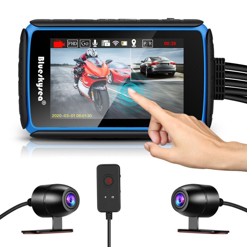 Moto Dash Cam leegoal impermeabile 720p Dual Lens video registratore moto con 3 LCD schermo 170 grado angolo giorno/notte visione per YAMAHA/SUZUKI/HONDA/KTM/Bombardier ecc 