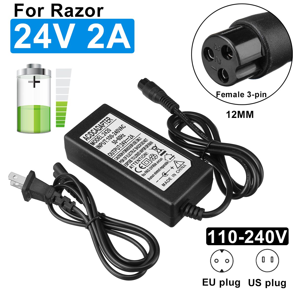 razor scooter 24v battery charger