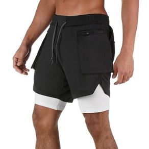 Double Layer Shorts Mens Summer Quick-drying Workout Fitness GYM Sports Pants