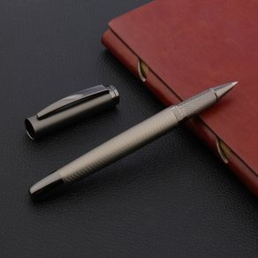 2022 luxury High quality metal Rollerball Pen wave Brushed Gun gray BLACK INK signature Office school supplies INK PEN