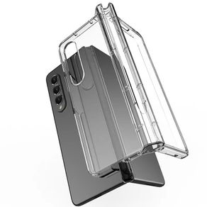 Phone case for Samsung Galaxy Z Fold 5 4 3 5g with s pen slot holder hinge transparent plastic cover