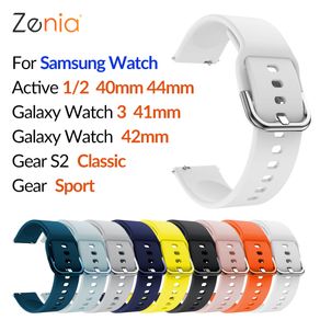 Galaxy Active2 Band for Samsung Galaxy Watch 42mm / Active 2 44mm 40mm / Gear Sport S2 Classic Wrist Strap Silicone Watchband