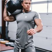 Gyms Fitness tshirt Men Casual Short sleeve T-shirt Summer Cotton Print Tee shirt Tops Male Bodybuilding Workout Apparel