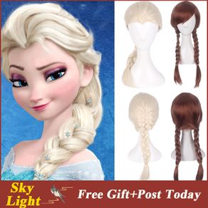 Cos Wig Frozen Wig Princess Aisha Anna Single Whip Princess Elsa Children's Halloween Costume Accessories Cosplay