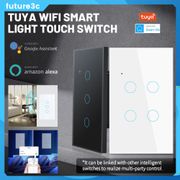 Tuya Wifi Smart Light Touch Switch Wall 100-250 V Smart Life / Tuya App Remote Control Work With Alexa Google, 1/2 / 3/4 Tuya Gang Smart Wifi Touch Switch FUTURE