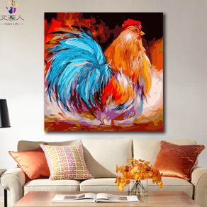 DIY colorings pictures by numbers with colors Painted cock Animal painting picture drawing painting by numbers framed home