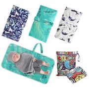 Portable Diaper Changing Mat with Wet Bag Foldable Baby Changing Pad Baby Waterproof Bed Sheets Travel Nappy Change Play Pad