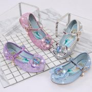 Girls Flat Shoes With Sequins Frozen Princess Elsa Dress Shoes Children Pu Leather Cospaly Shoes Disney Kids Sandals 4 Colors