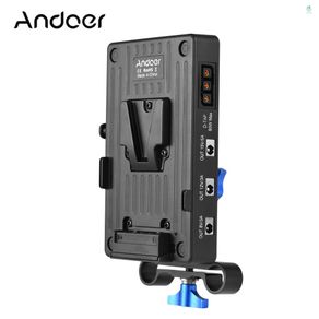 [T25] Andoer V Mount Battery Plate V Lock Battery Adapter Plate 65W PD Fast Charging with 15mm Rod Clamp Adjustable Arm 8V/12V/15V DC Outputs D-Tap Output Accessories Replacement f