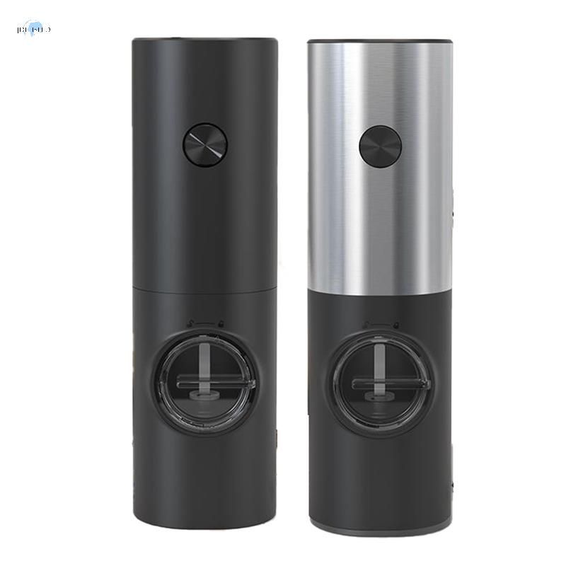 1set/2pcs Battery Powered Electric Pepper Grinder Black With Gravity Sensor  And Acrylic Storage Chamber