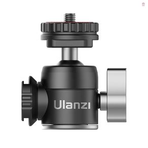 [fany] Ulanzi U-60 Full Metal Mini Ballhead with Dual Cold Shoes Extension Microphone Mounting 360 Degrees Panoramic Ball Head Max Loading 10KG Vlog Video Shooting Accessories Comp