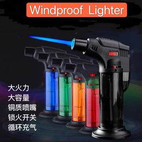 【SG Seller】【雨宝林】Jet-Flame Windproof Non-Luminous Adjustable Lockable Refillable Torch Lighter With Stand
