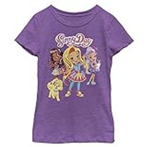 Nickelodeon Sunny Day Group Girls Short Sleeve Tee Shirt, Purple Berry, Large