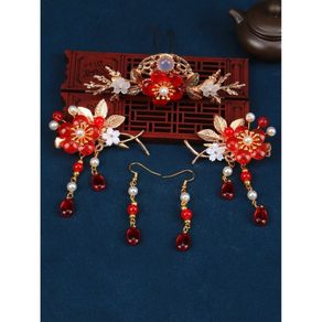 Head Crown Head Crown Antique Red Step Shaking Suit Headdress Ming Made Hanfu Ancient Costume Hair Clip Retro Hair
