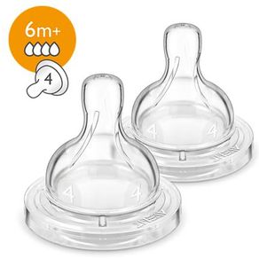 Philips Avent Silicone Teats 6M+ 4H (Pack of 2)