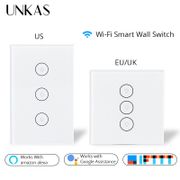 UNKAS Smart Life Wifi Wall Touch Switch Crystal Glass Panel Mobile APP Remote Control Work With Alexa Google Home US EU UK