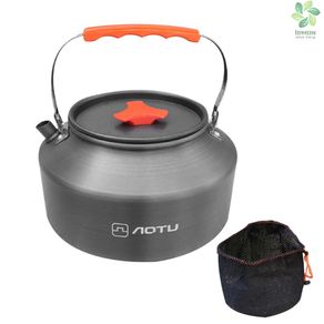 AOTU Kettle Picnic Pot Outdoor Coffee Cooker Hung 1 6 L Cooking Portable Alloy Aluminum Camping Handle Teapot Locking Accessory