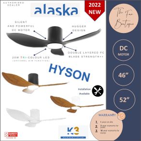 [NEW LAUNCH] ALASKA Hyson 46" | 52" DC Motor Ceiling Fan with Tri-Colour LED Light and Remote Control