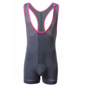 Mens Undershirts Sexy Underwear Breathable Mesh Men Bodysuit Men's Wrestling Singlet Jumpsuit Shorts Men Sleepwear Under