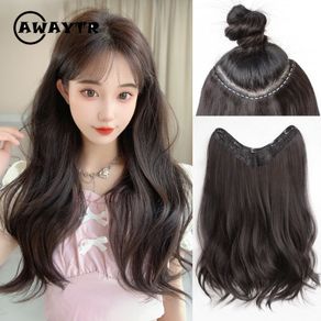 V-shaped Curling Wig Piece Fluffy Hair Increase Volume One-piece Simulation Hair Wig Female Long Hair Invisible Traceless Hair Piece