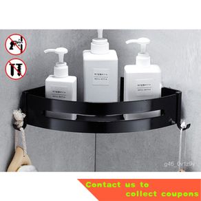 Bathroom Shelf Organizer Shower Storage Rack Black Corner Shelves Wall  Mounted Aluminum Toilet Shampoo Holder No Drill