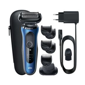 Braun S6 61-B1500S | Series 6 61-B1500s Wet & Dry shaver with travel case and 1 attachment, blue