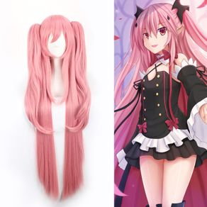 Krul Tepes 100CM Long Straight  Wig Owari no Seraph Of The End Synthetic Hair Anime Cosplay Wig Ponytail Wigs