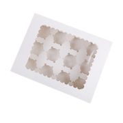 10Pcs Cupcake Box with Window Kraft Paper Boxes Dessert Mousse Box 12 Cup Cake Holders White