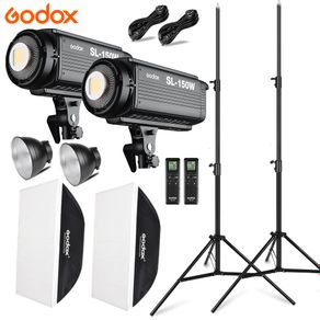 Godox 2x SL150W Studio Photo Accessories Flash Lighting Kit 5600K LED Video Light Lamp + 2x Softbox 60x90cm + 2x Light Stand