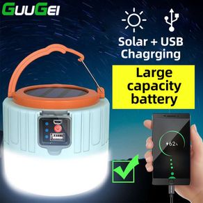 Guugei Solar LED Camping Light Remote Control Tent Lamp USB Rechargeable Bulb Portable Lantern Lamp Emergency Light for Outdoor Hiking BBQ