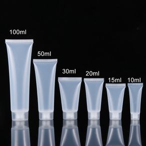 5Pcs Travel Size Empty Matte Clear Tube Cosmetic Cream Lotion Shampoo Bath Squeeze Lotion Containers Refillable Bottles