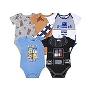 Lucasfilm Star Wars Creepers, 5 Pieces Onesie Set, Short Sleeves Baby Clothes