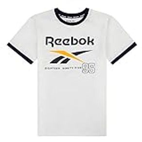 Reebok Boys' Classic Short Sleeve Logo Crewneck T-Shirt, White, XL(18/20)