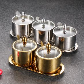 6pcs / Set Clear Lid Magnetic Spice Jar Stainless Steel Spice Sauce Storage  Container Pots Kitchen