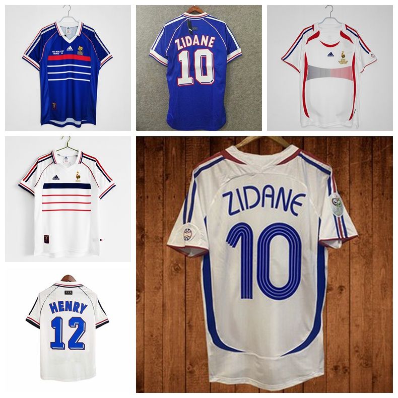 Wholesale 1998 2002 FRANCE RETRO VINTAGE ZIDANE HENRY MAILLOT