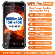 OUKITEL WP5 Pro Smartphone IP68 Waterproof 4GB 64GB Mobile Phone 8000mAh Android 10 Triple Camera Face/Fingerprint ID 5.5 inches