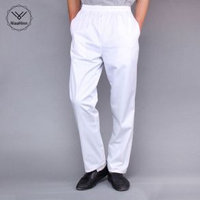 Chef Trousers Food Service white solid Pants Elastic Peppers Restaurant Kitchen Pants Bakery Stretch Work Wear Uniform Cook