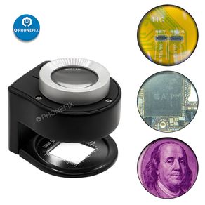 30X LED UV Light Magnifying Glass 6 LED Lamp Optics Lens Diameter 25mm Jewelry Metal Fabric Printing Scale Handheld Magnifier