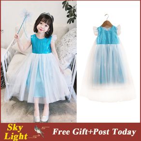 Baby Girls Flower sequins Dress Party Princess Dress Children kids clothes Frozen Elsa Dress Cloak Birthday Dress