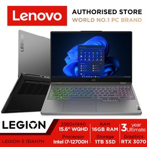 [i7-12700H|RTX3070] Lenovo Legion 5 15IAH7H | 82RB009YSB | 15.6" WQHD (2560x1440) IPS 300nits Anti-glare | GeForce RTX 3070 | Intel Core i7-12700H | 16GB RAM | 1TB SSD | Win11 Home | 3Y Legion Ultimate Support