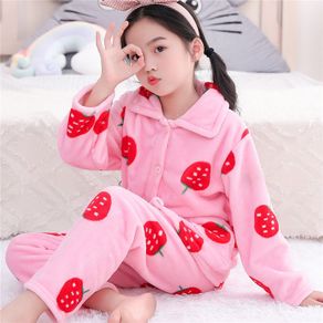 Girls  flannel pajamas thickened children s pajamas suits boys coral fleece children s spring, autumn and winter cartoon