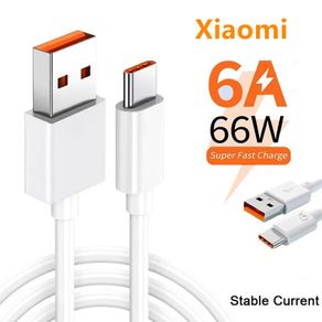Xiaomi 66W 6A Super Fast Charger Cable Fast USB Type C Charging Data Cord Quick Charger Cable