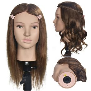 24''80% Real Human Hair Mannequin Head For Hair Training Styling