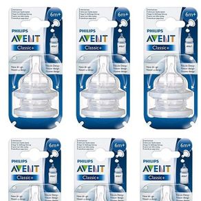 Philips Avent Silicone Teats Thick Feed 6m+ 2pcs/Pack x 6