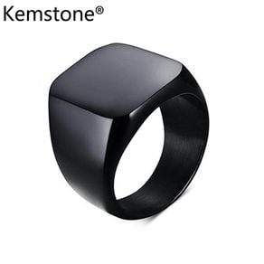 Kemstone Simple 18MM Stainless Steel Glossy Square Surface Ring for Men