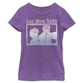Fifth Sun Frozen 2 Live Your Truth Girl's Heather Crew Tee, Purple Berry, Small