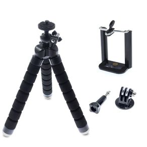 Flexible Adjustable Mini Tripod Stand Kit (Tripod + GoPro Adapter + Phone Clip )