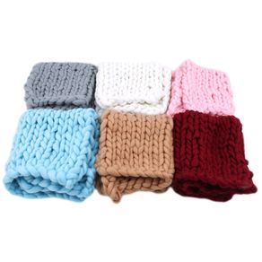 Knitted Wool Crochet Baby Blanket Newborn Photography Props Chunky Knit Blanket Basket Filler
