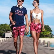 Summer Couple Beach Board Shorts Surfing Swimwear Lovers Bathing Swimsuit Mens Women Quick Dry Sport Running Swimming Trunks